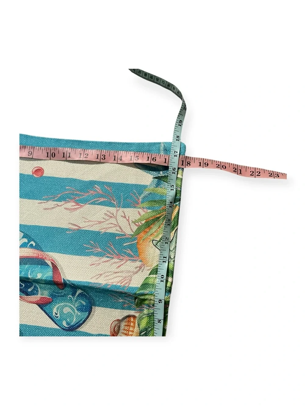 NWT! Summer Blue Striped with Flip-Flop & Starfish Print on Canva Pillow Covers